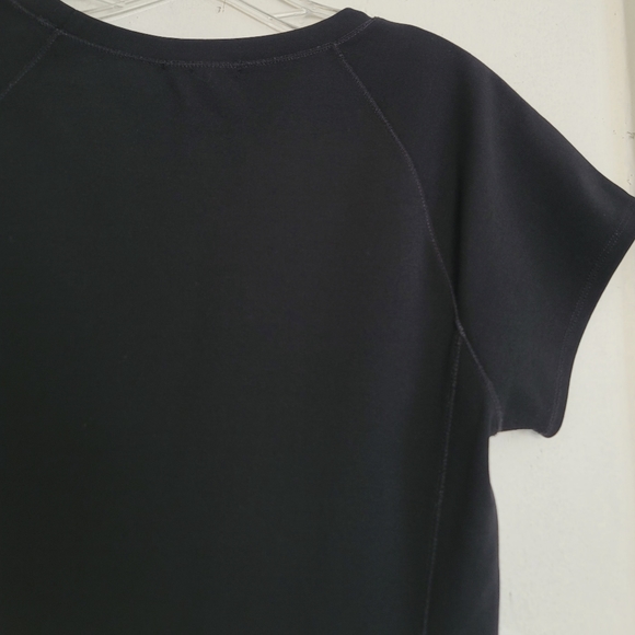 James Perse Standard Black Stretch Cotton Sheath Dress Size Large Short Sleeve - Picture 11 of 16